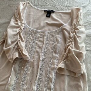 White House Black Market Cream blouse size L
